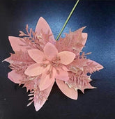 Crăciuniță roz cu glitter auriu – set 24 bucăți